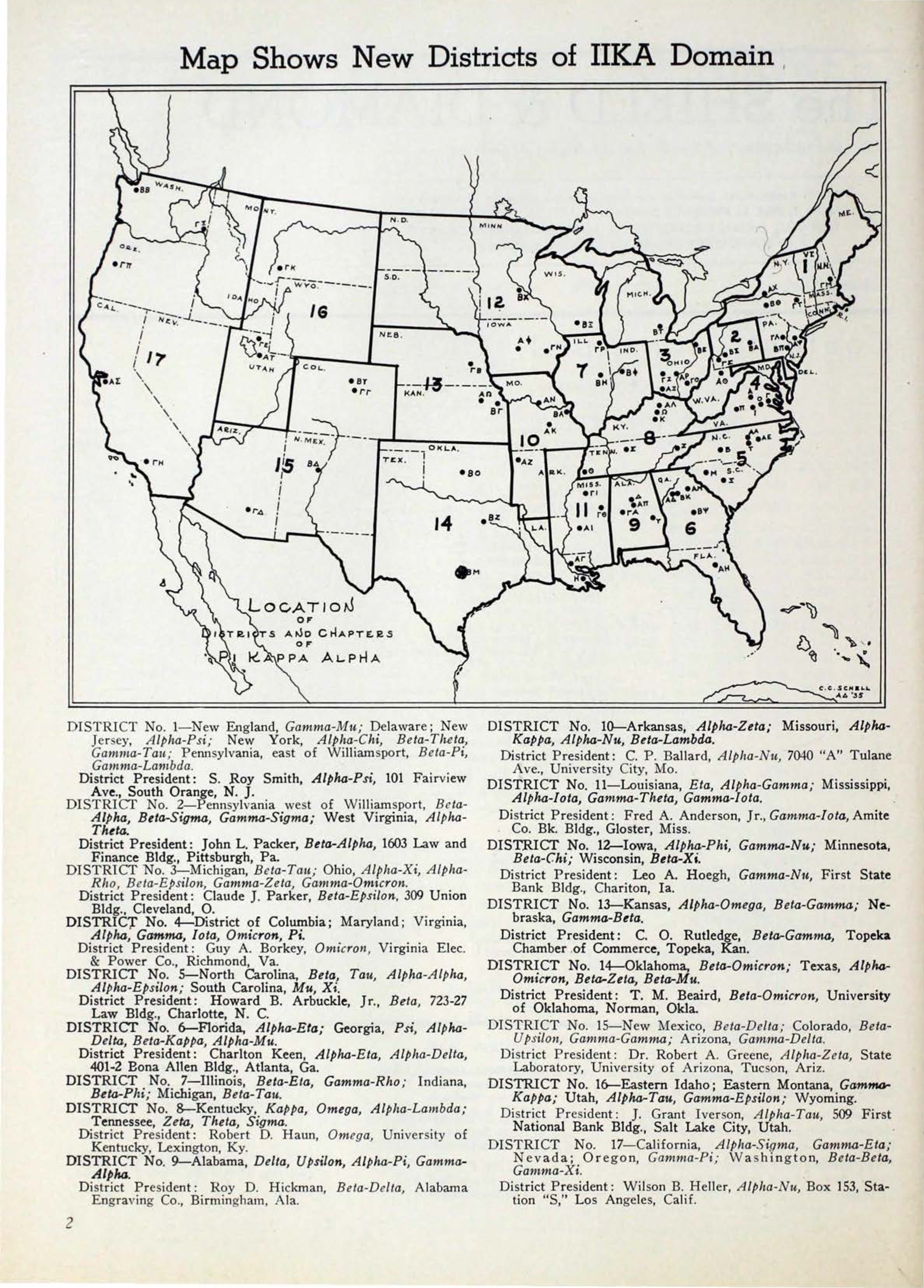 Map Shows New Districts Of Pi Kappa Alpha Domain